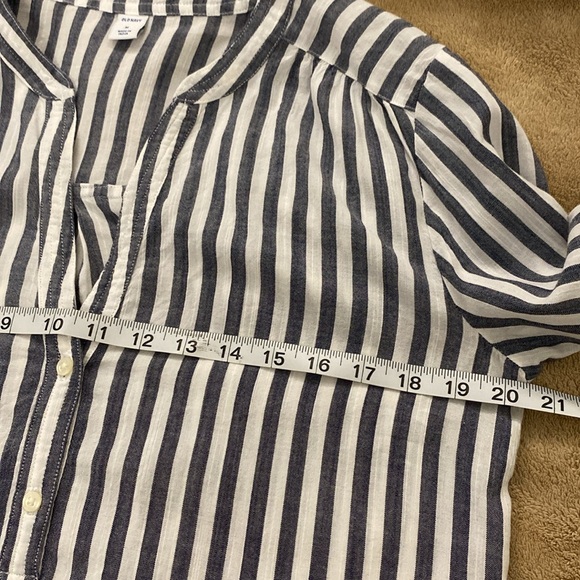 Old Navy Blue & White Striped Long Sleeve Tunic Blouse Size Medium - Picture 6 of 8